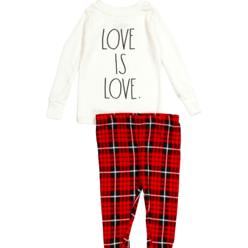 Rae Dunn children's (unisex) holiday pajamas. "Love is Love"